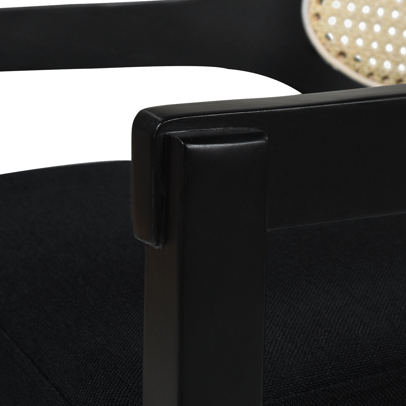 Pyrla 26" Upholstered Counter Stool with Curved Cane Back and Wood Legs