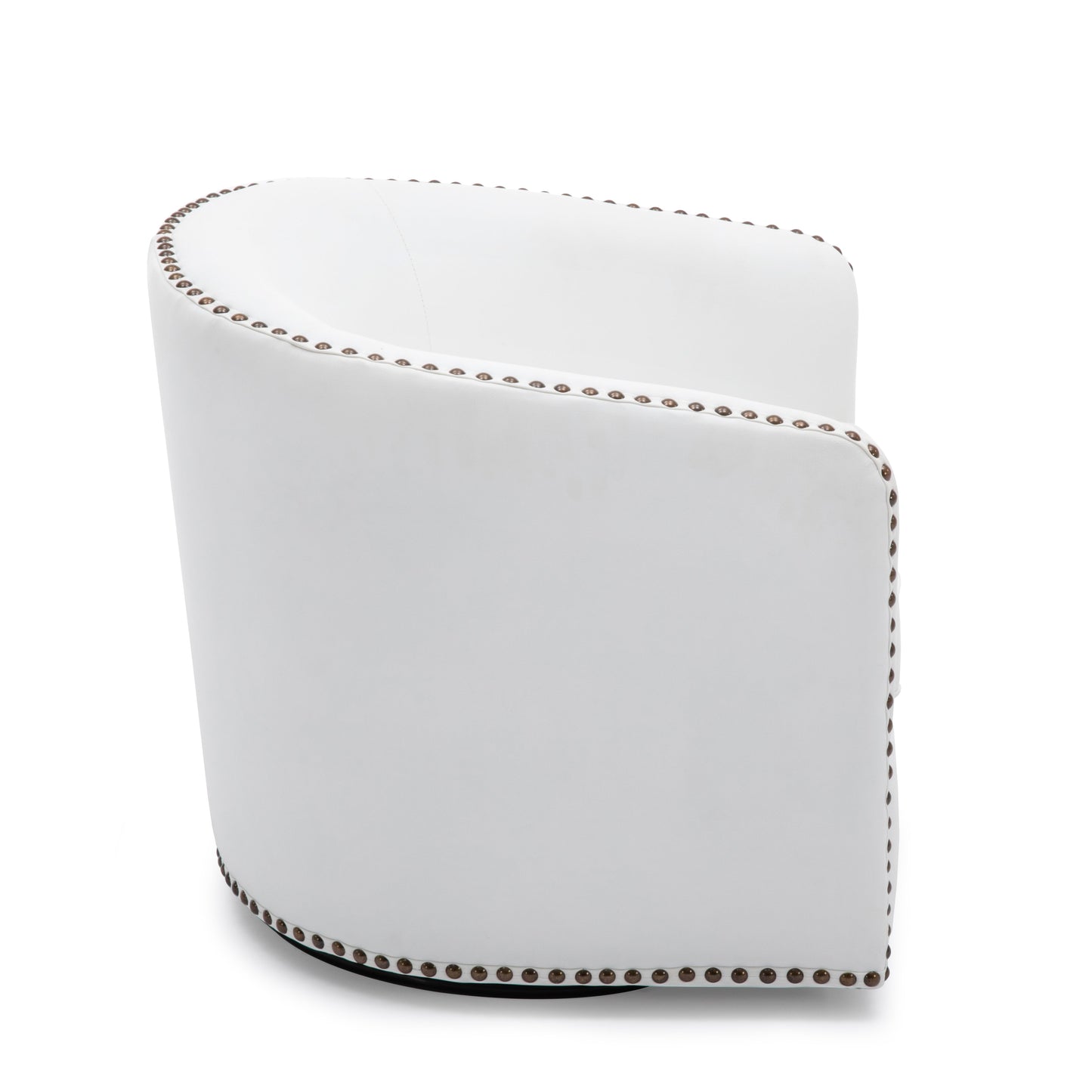 Upholstered Swivel Chair with Sloped Arms, Nailhead Trim and Tight Back