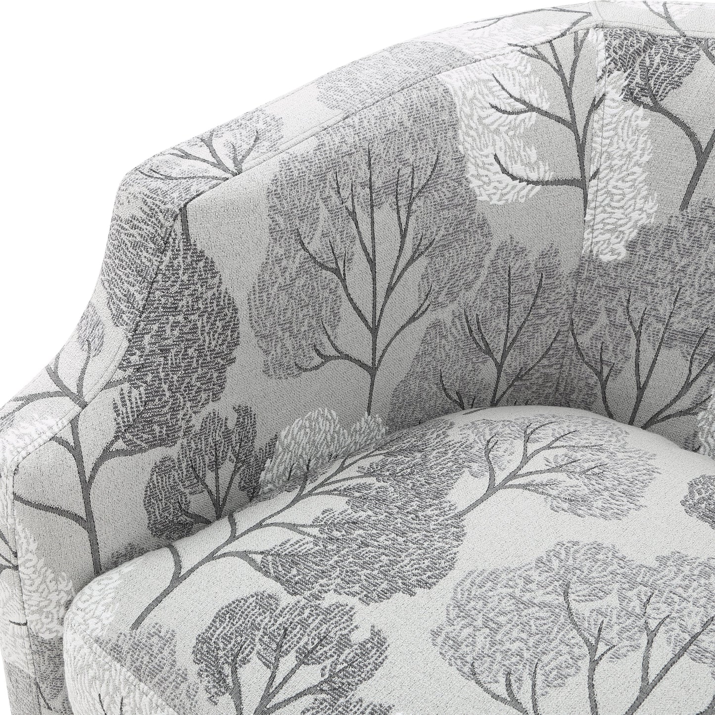 Crocoite Upholstered Barrel Chair with Clip Arms Design and 360-Degree Swivel