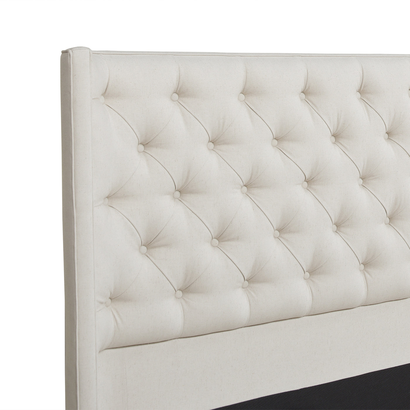 King-Size Upholstered Platform Bed with Tufted Headboard and Wing Back