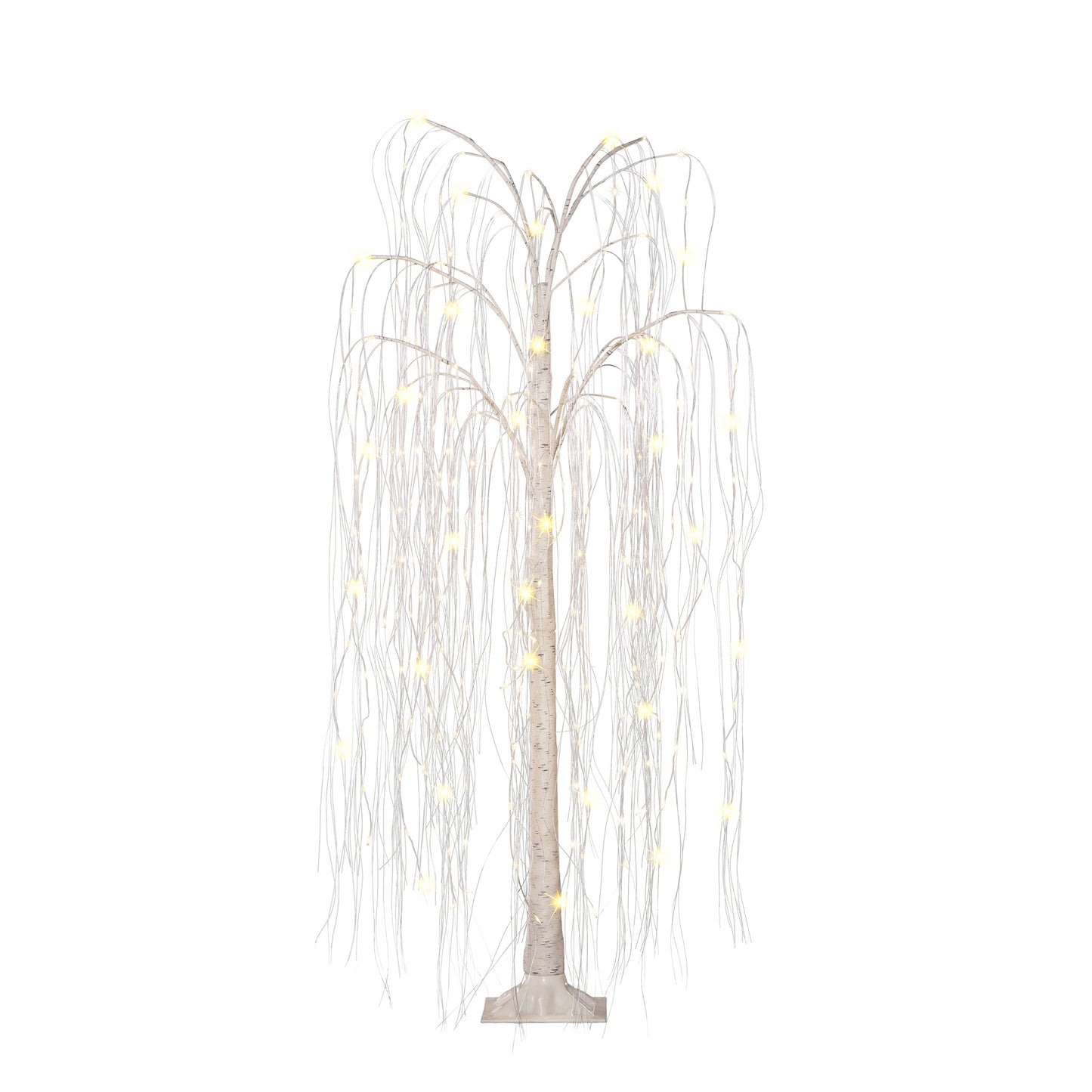 5 ft Pre- Lit Outdoor Willow Tree With 240 Warm White Multi-Function LED Lights Outdoor UL Adapter Stand Included