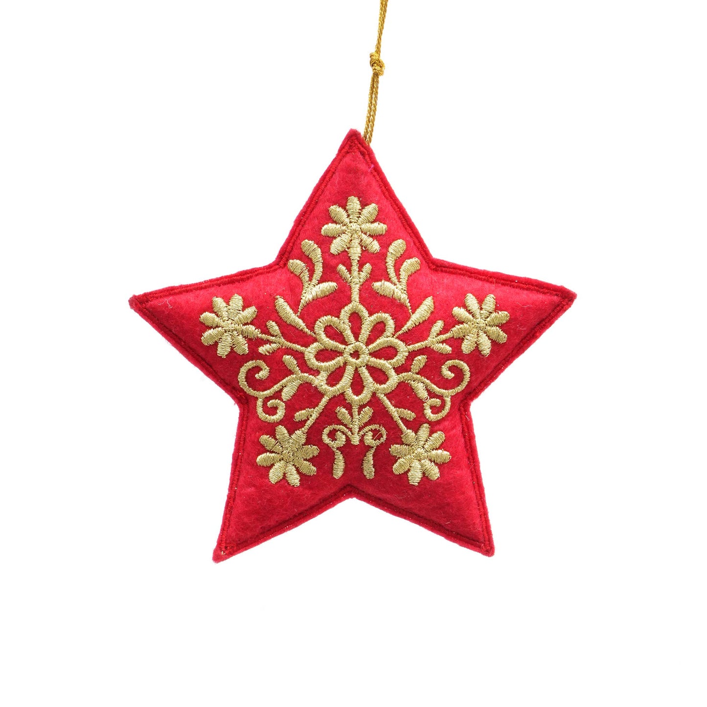 Thread Embroidered Star Ornament, Set of 6