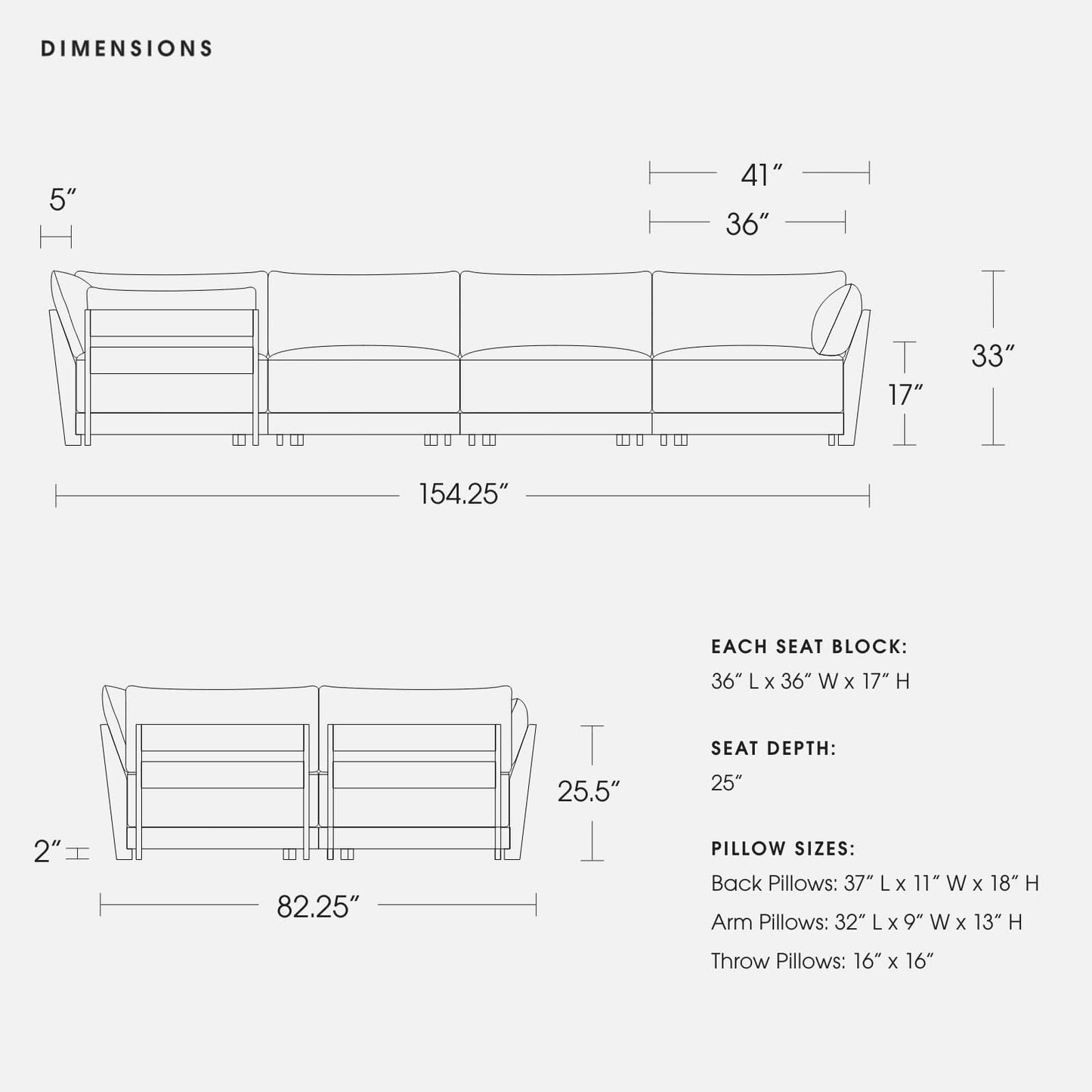 Modular Bondi Latte 5-Seater L-Sectional in Phantom | Classic Blend