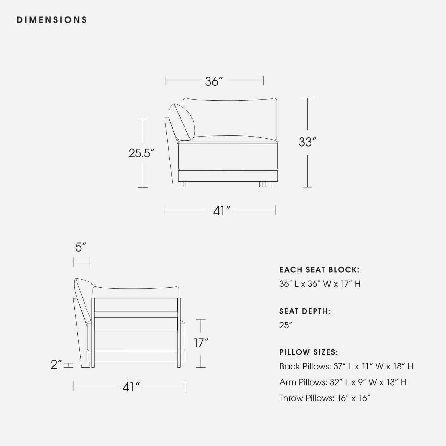 Modular Bondi Espresso End Chair in Aegean Blue | Memory Foam Blend