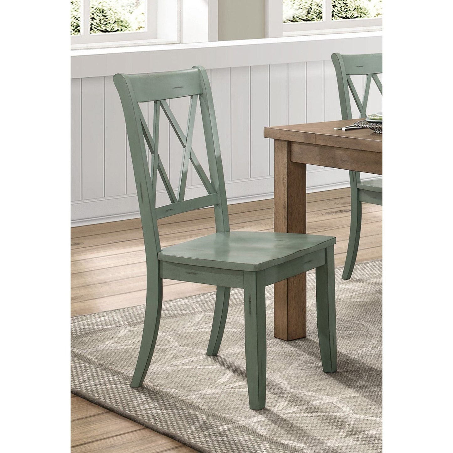 Dining Chair with Double X Back Design, Set of 2