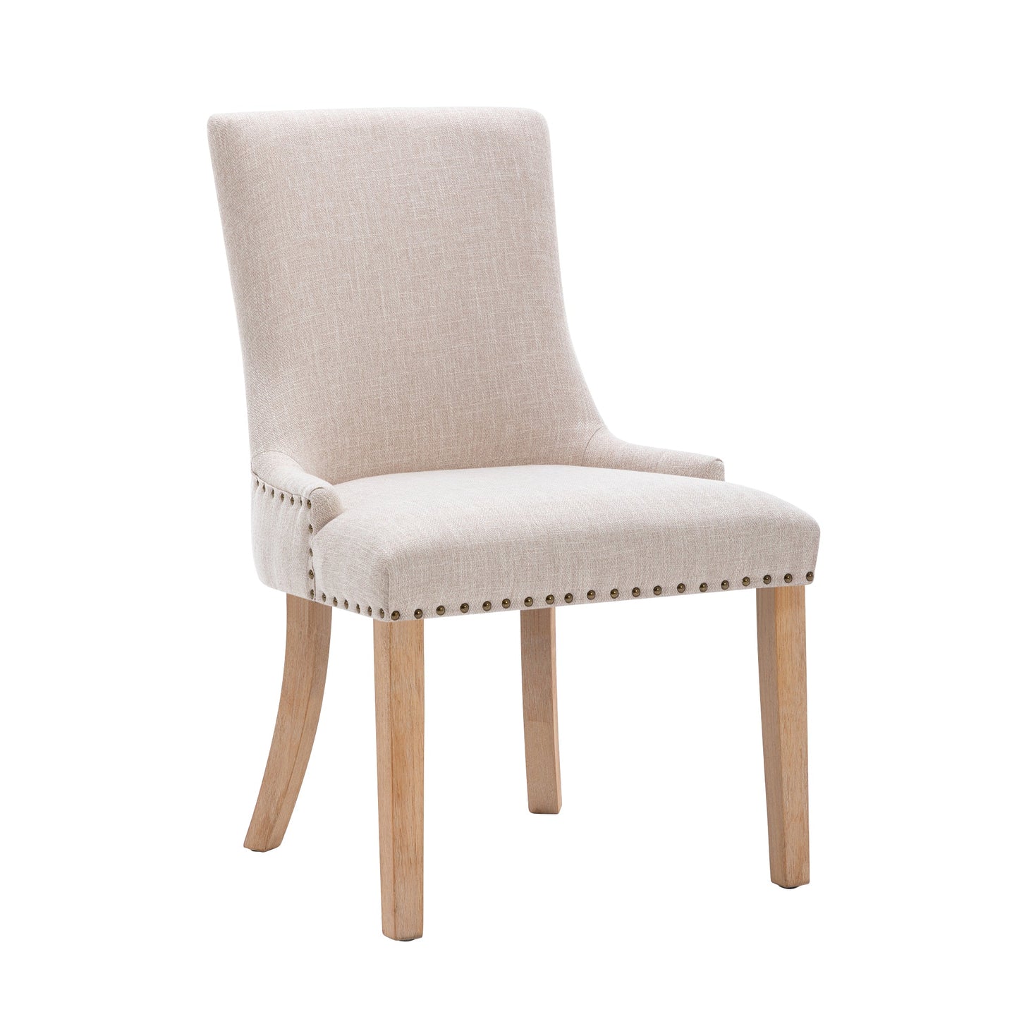 Dining Chair with Leisure Padded, Rubber Wood Legs and Nailed Trim, Set of 2