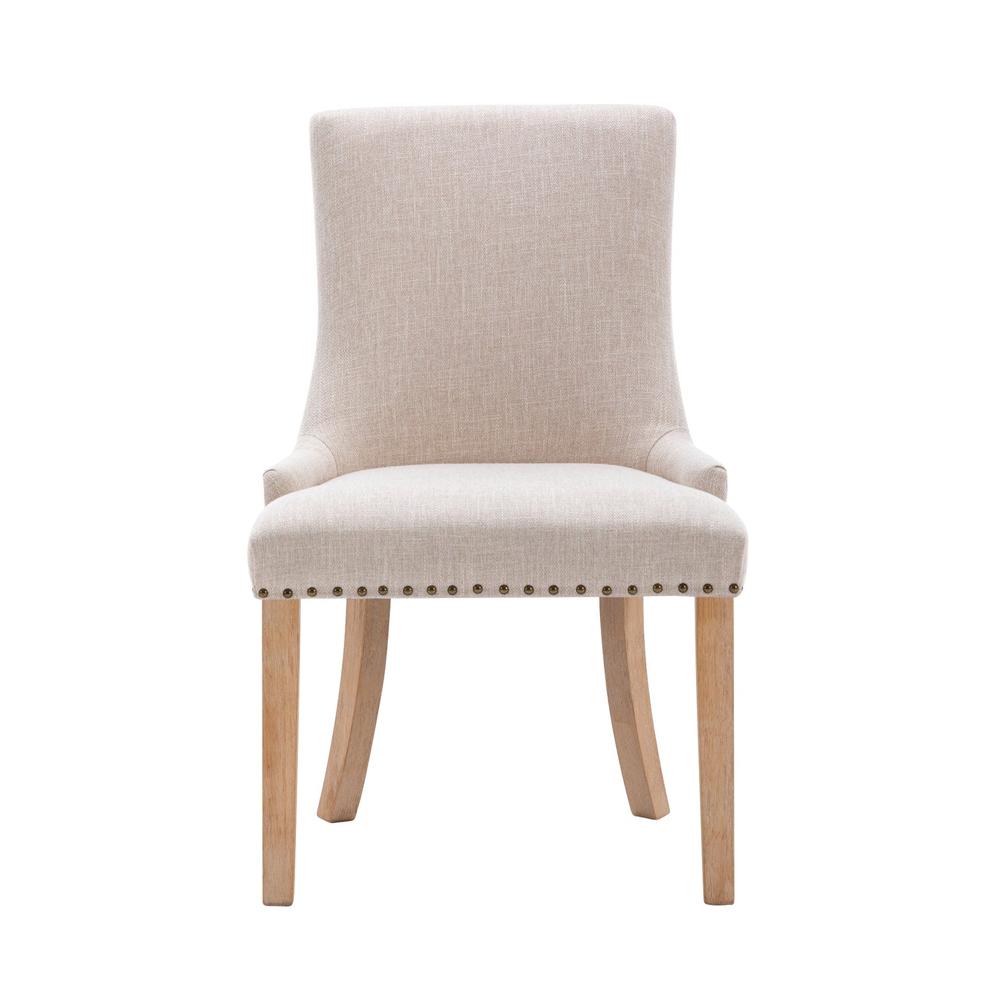 Dining Chair with Leisure Padded, Rubber Wood Legs and Nailed Trim, Set of 2