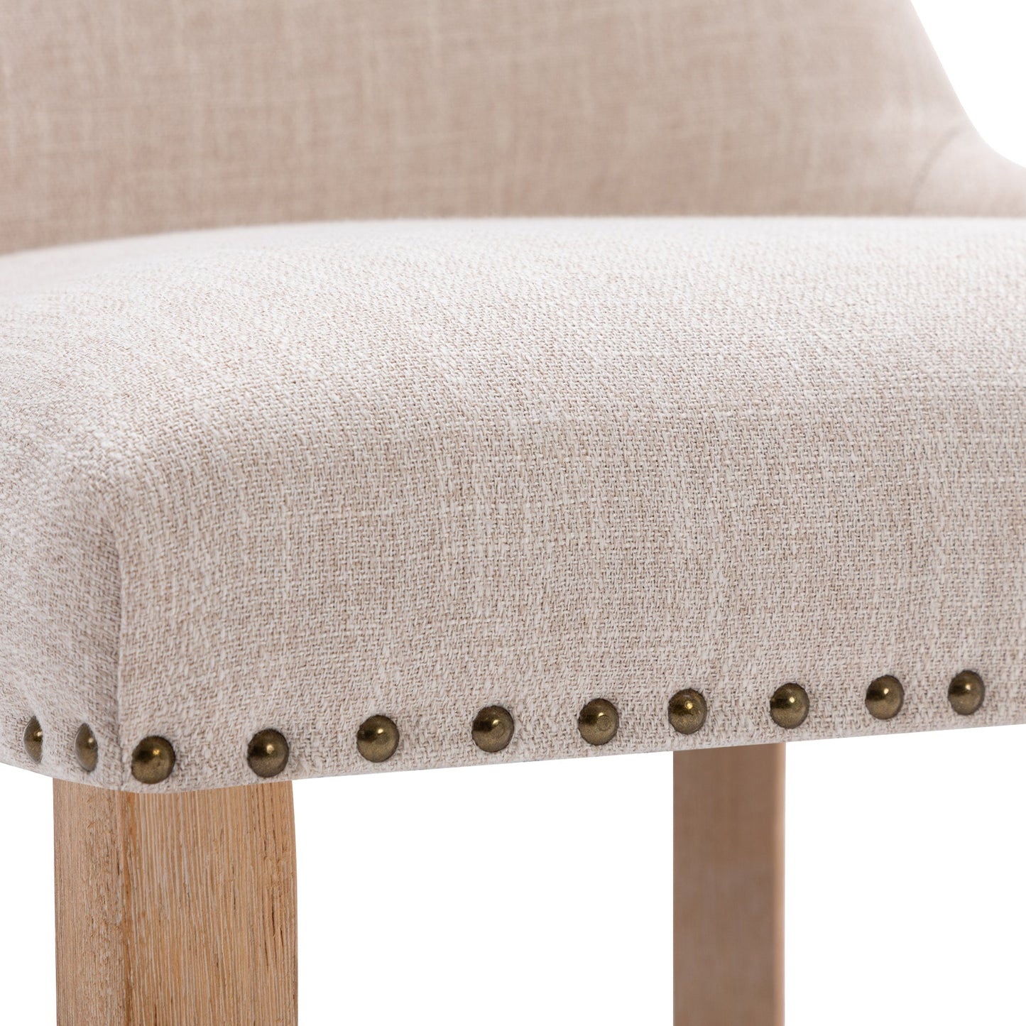 Dining Chair with Leisure Padded, Rubber Wood Legs and Nailed Trim, Set of 2