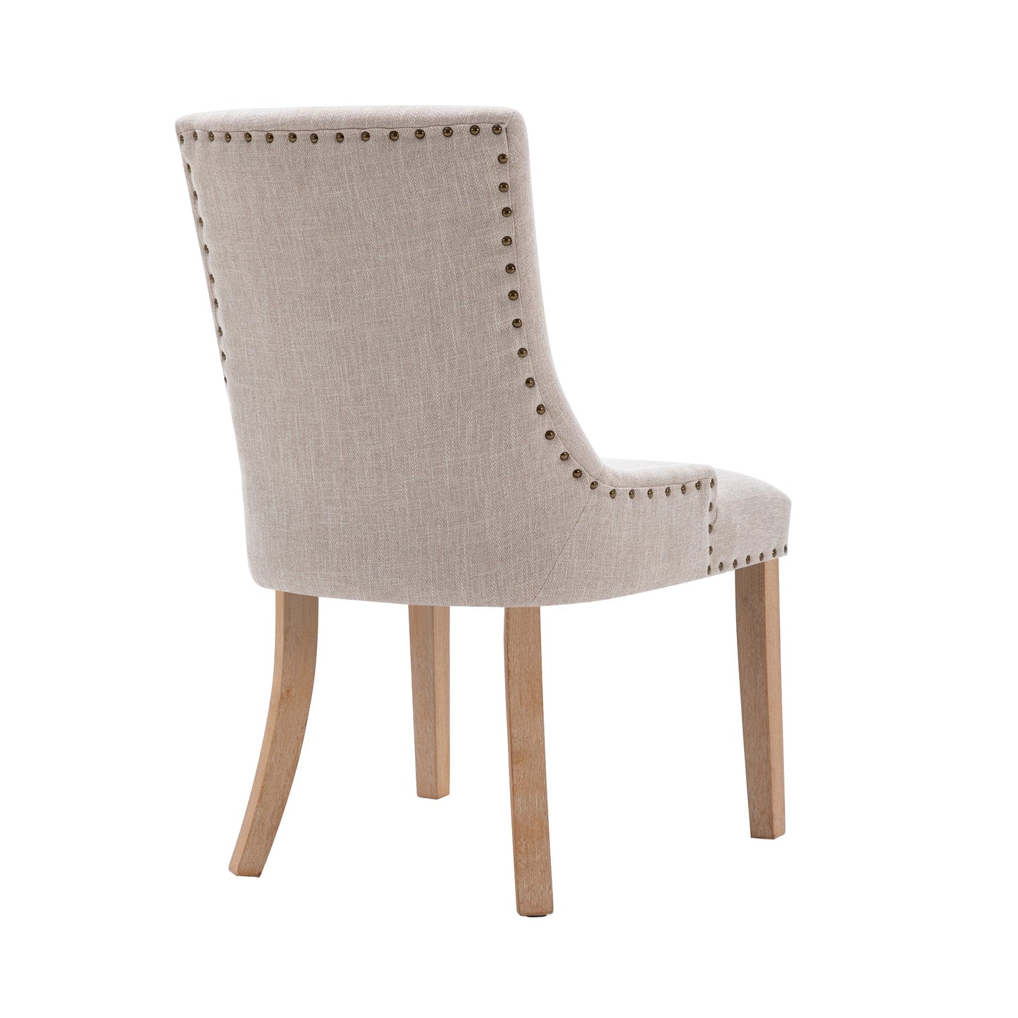 Dining Chair with Leisure Padded, Rubber Wood Legs and Nailed Trim, Set of 2