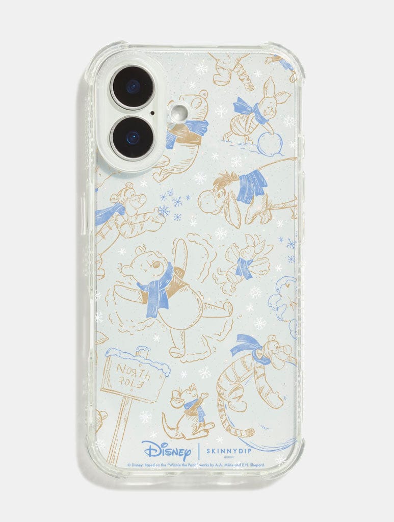 Disney Christmas Pooh Sketch Shock iPhone Case