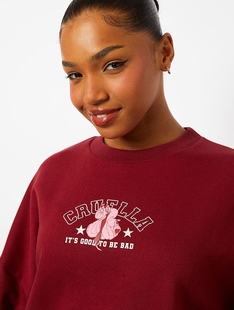 Disney Cruella Varsity Sweatshirt in Burgundy