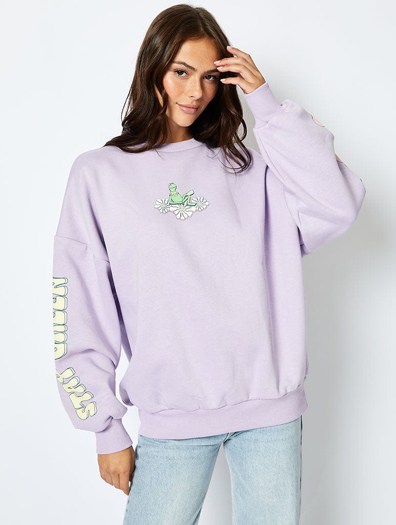 Disney Kermit The Frog Sweatshirt in Lilac