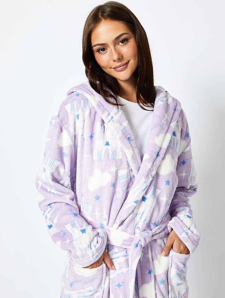 Disney Living In a Fantasy Print Dressing Gown in Lilac