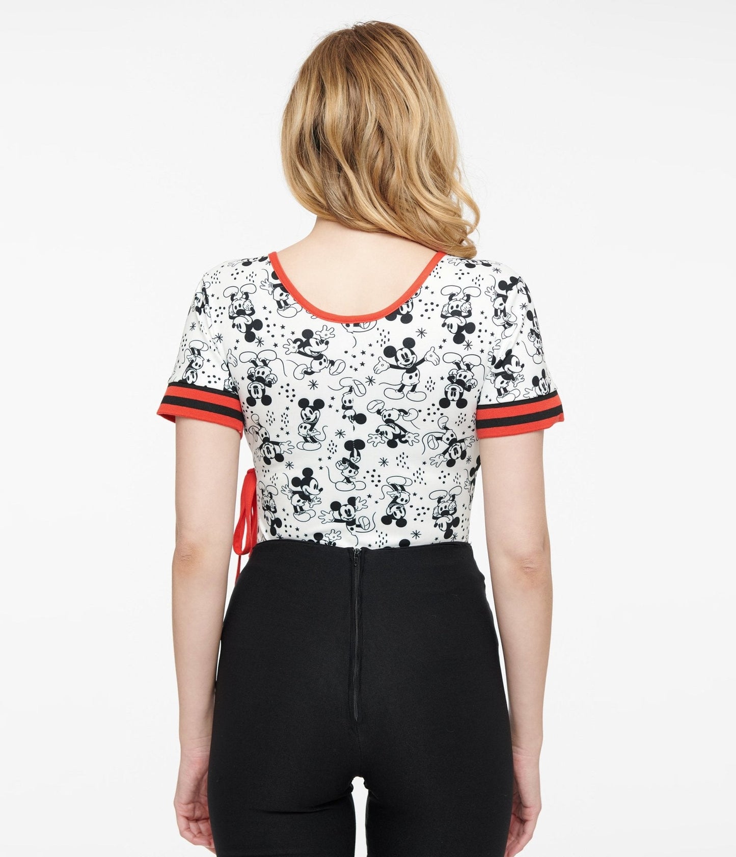 Disney Mickey & Friends Collection by Unique Vintage White & Mickey Mouse Surplice Bodysuit