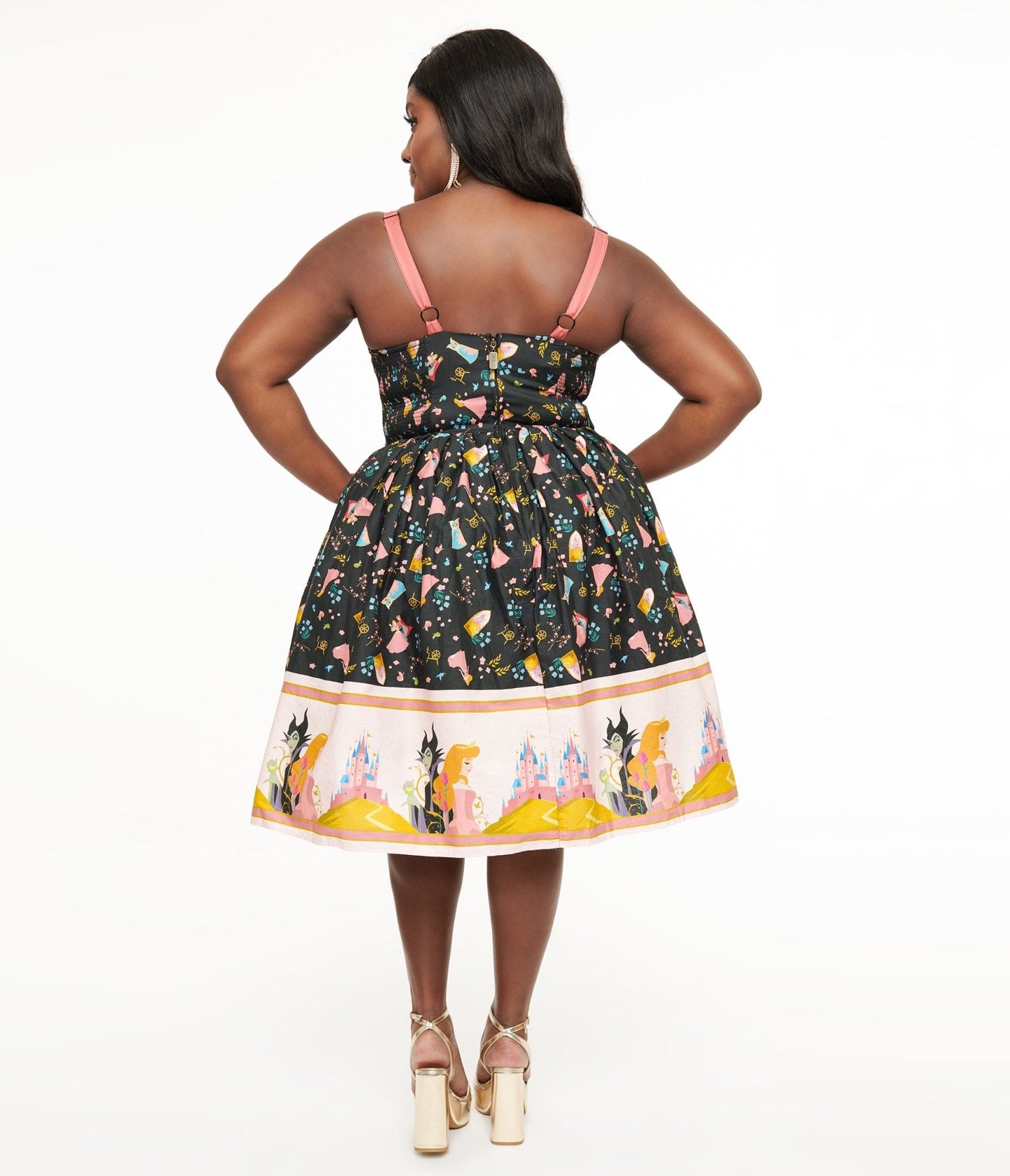 Disney Princess collection by Unique Vintage Plus Size Sleeping Beauty Print Swing Dress