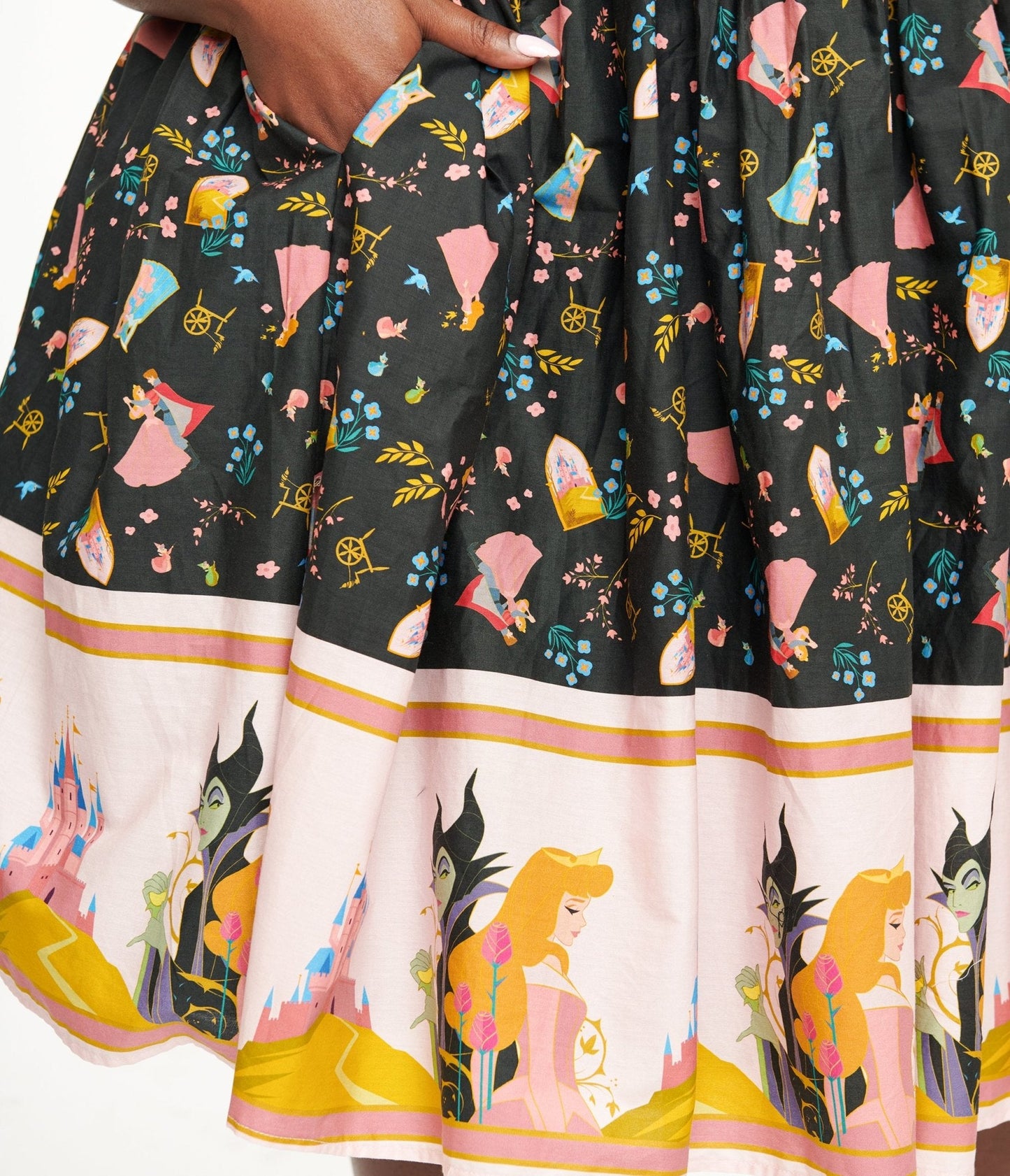 Disney Princess collection by Unique Vintage Plus Size Sleeping Beauty Print Swing Dress
