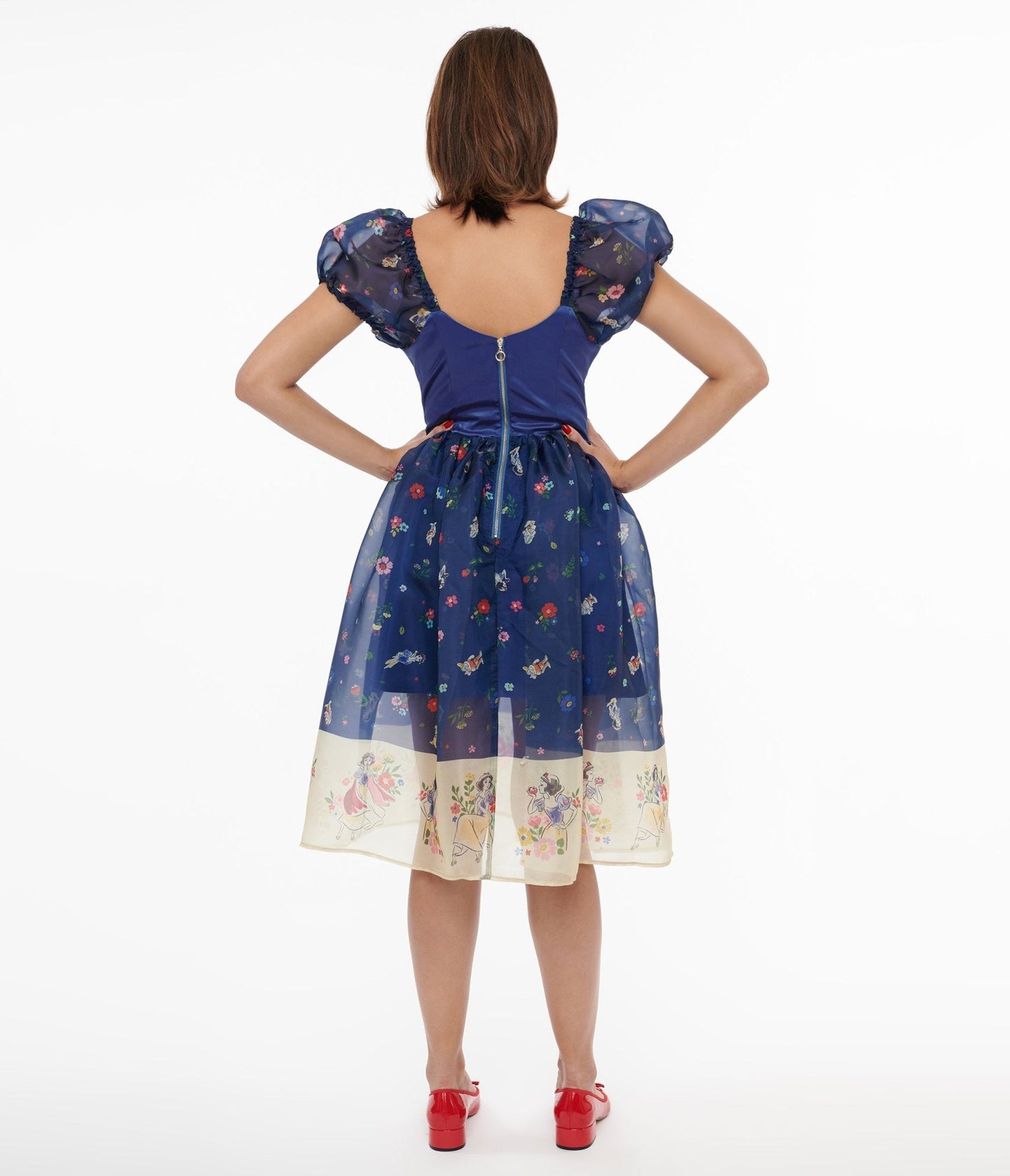 Disney Princess collection by Unique Vintage Blue Snow White Print Sweetheart Dress