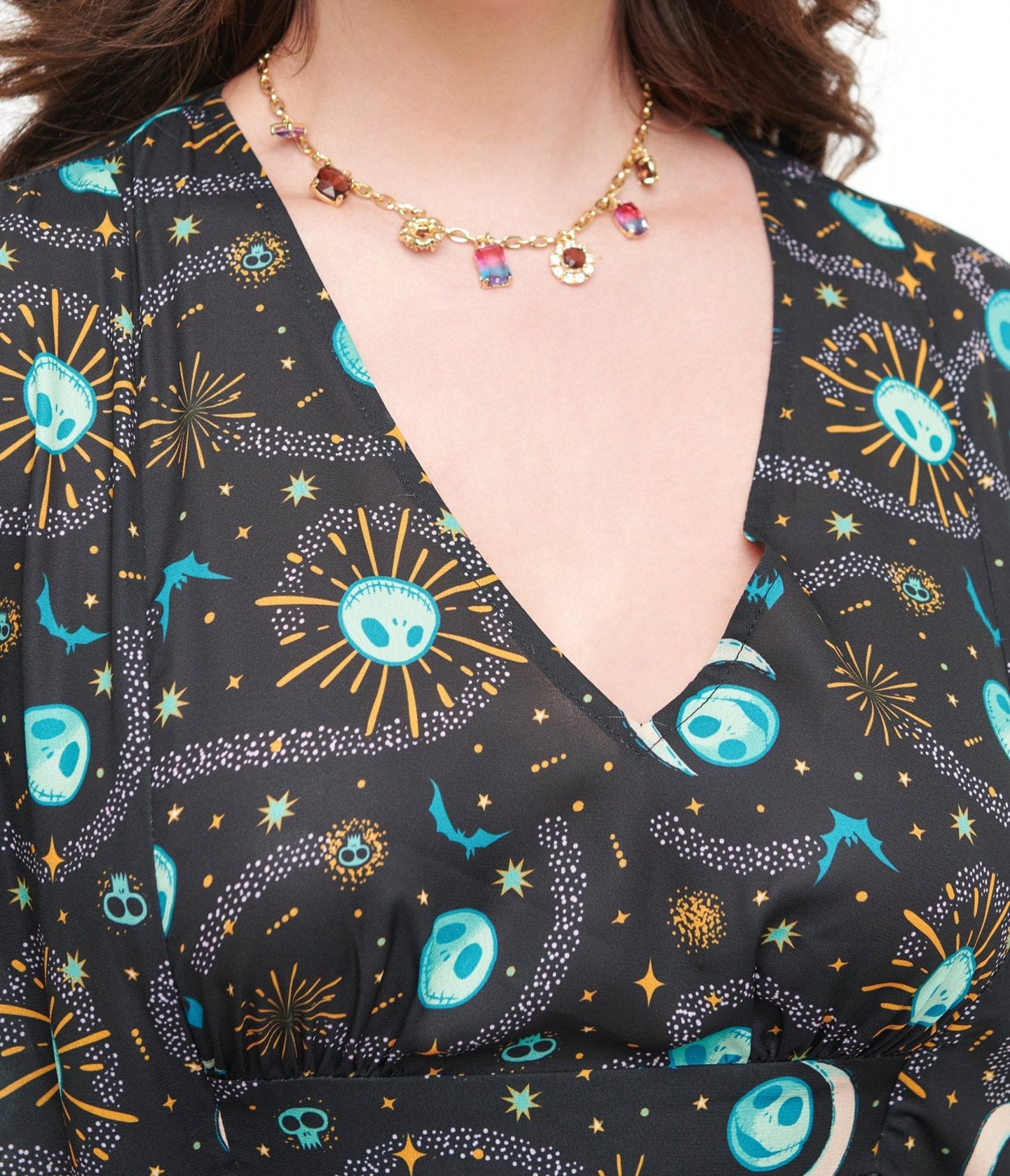 Tim Burton's The Nightmare Before Christmas by Unique Vintage Black Celestial Nightmare Before Christmas Caftan Dress
