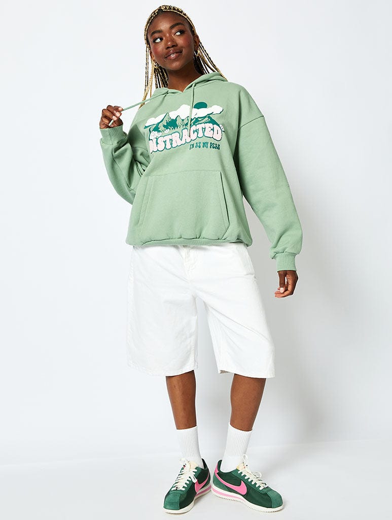Distracted Hoodie in Sage Green