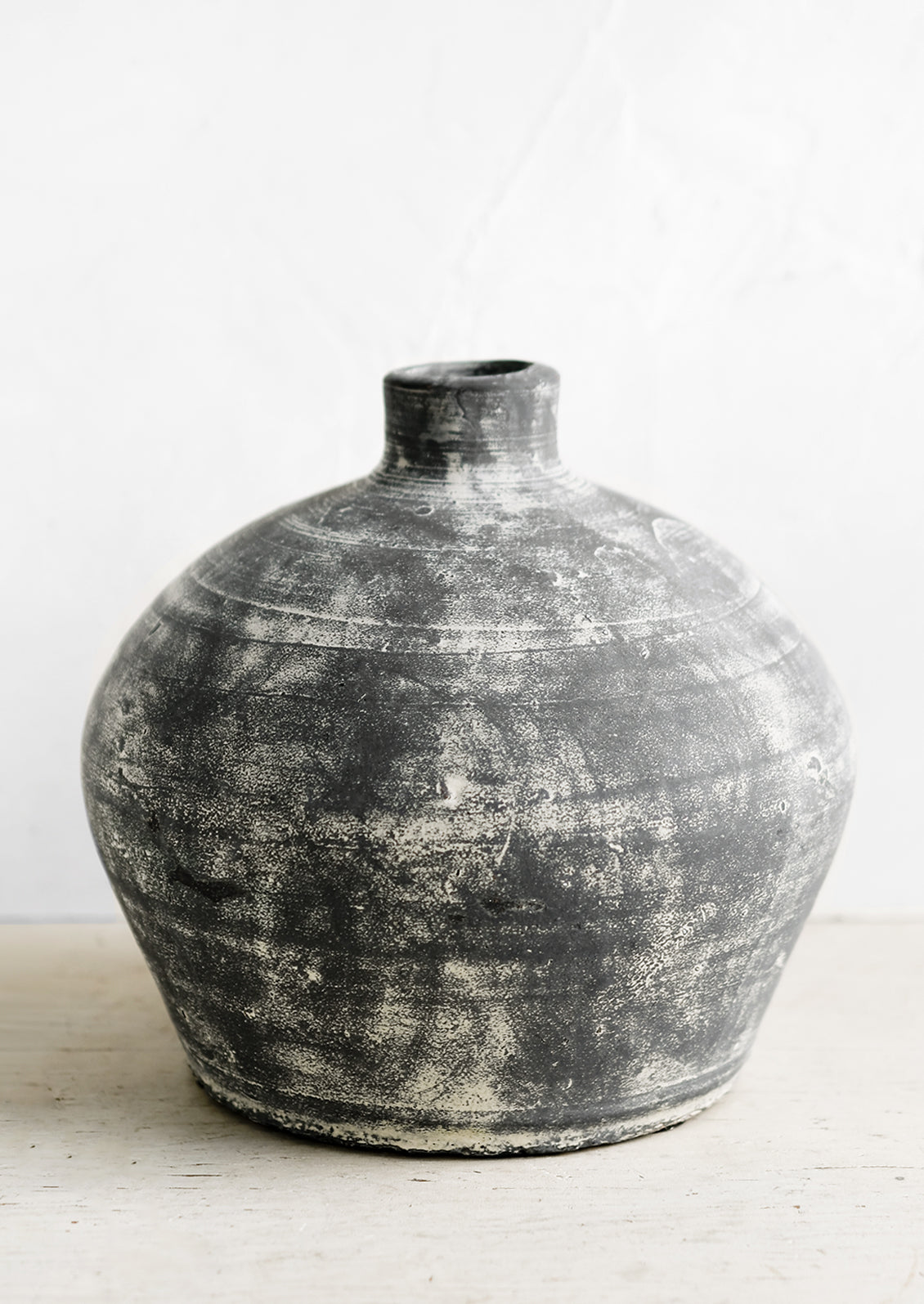 Distressed Black Clay Vase