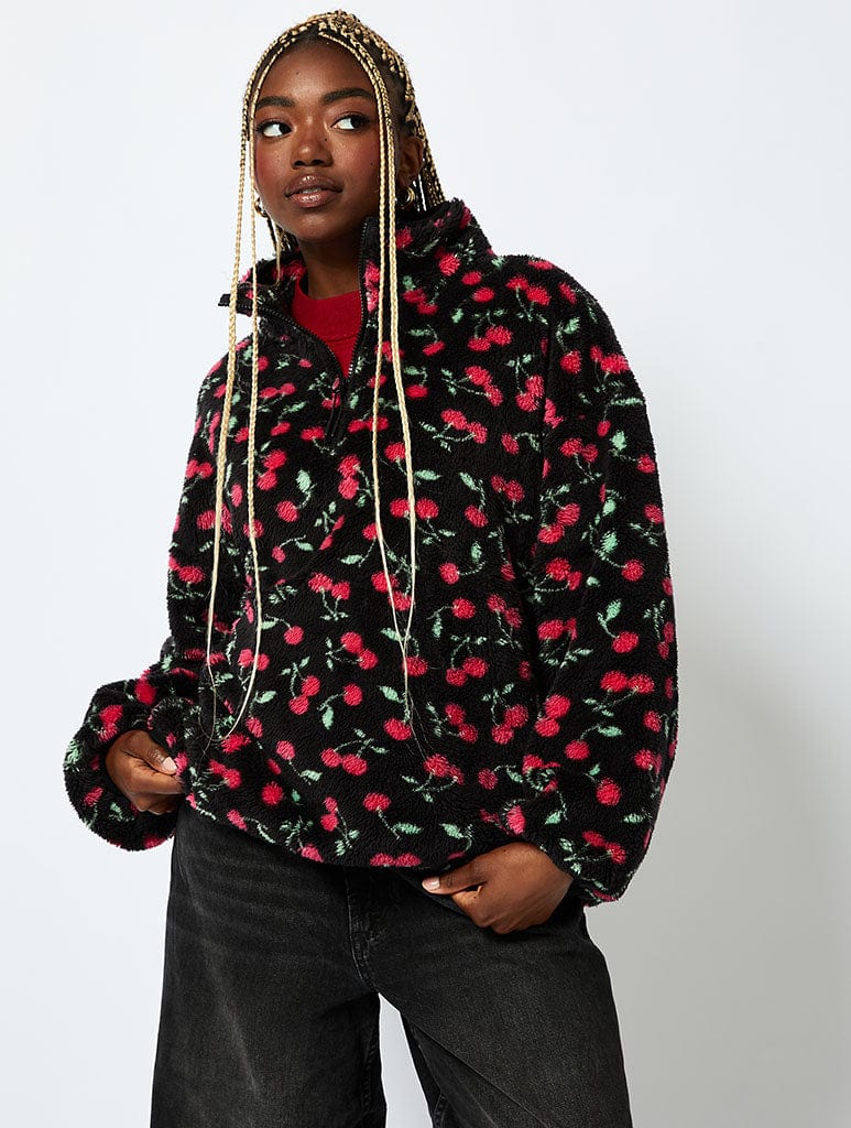 Ditsy Cherry Longline Fleece