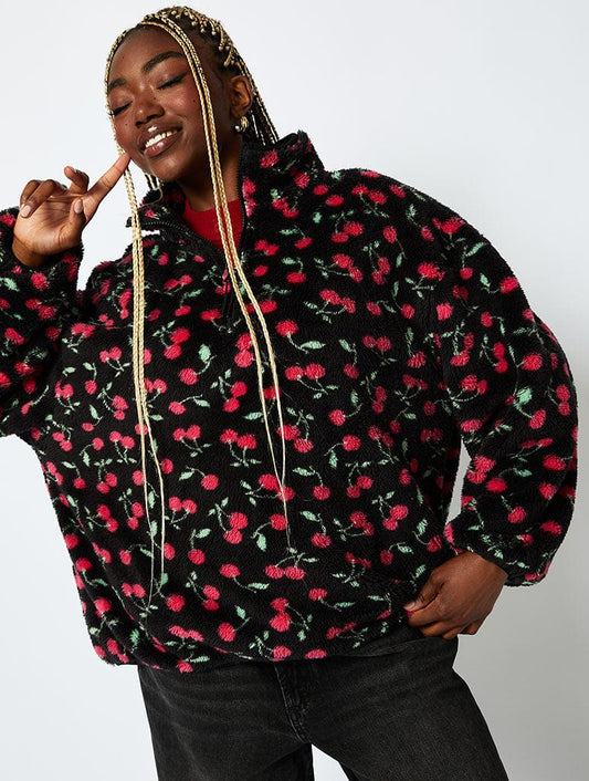 Ditsy Cherry Longline Fleece