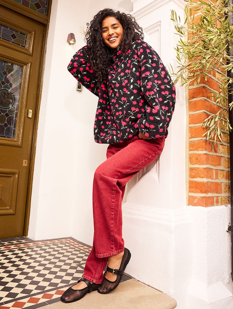 Ditsy Cherry Longline Fleece