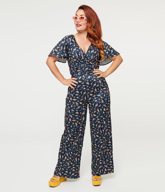 Dolly & Dotty Black Dinosaur & Rainbow Print Charlotte Jumpsuit