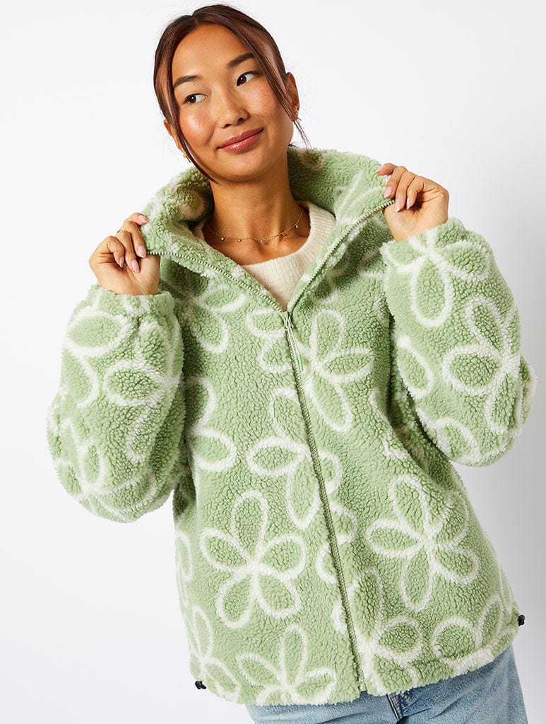 Doodle Flower Borg Jacket