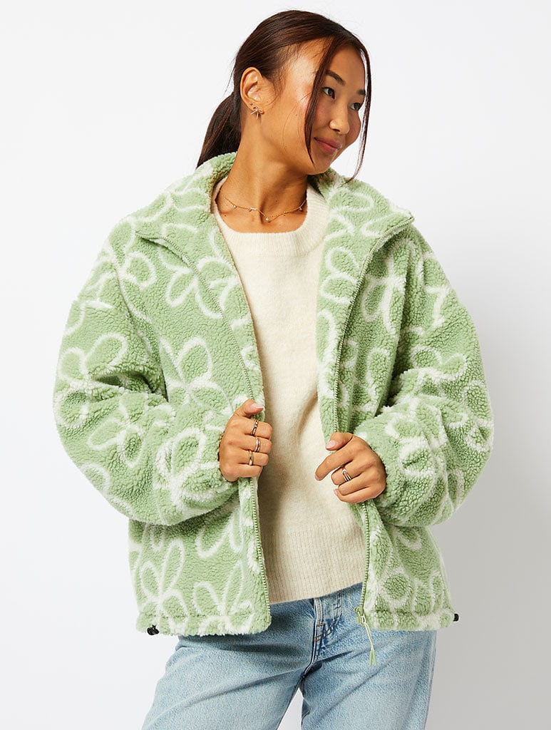 Doodle Flower Borg Jacket