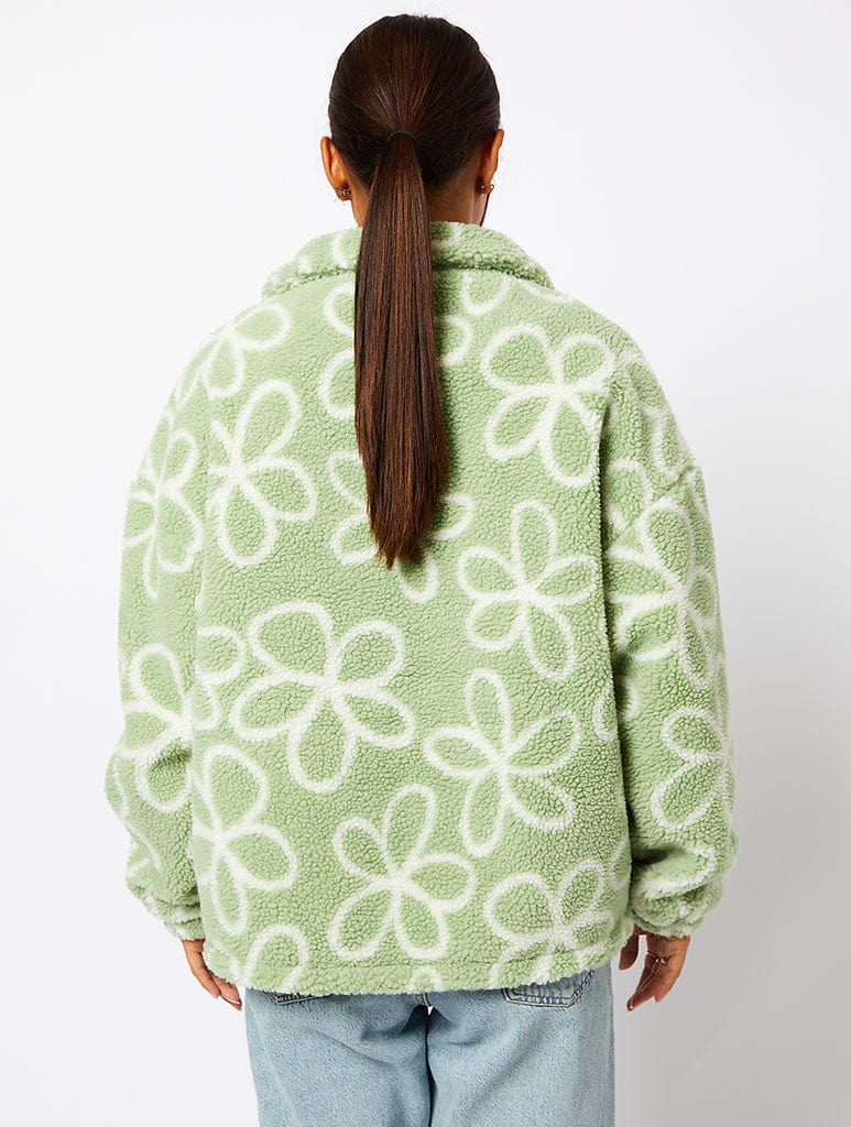 Doodle Flower Borg Jacket
