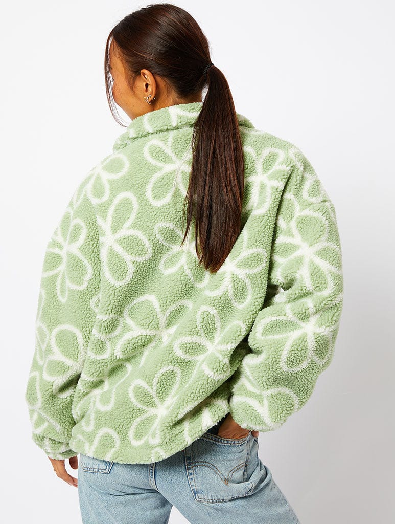 Doodle Flower Borg Jacket