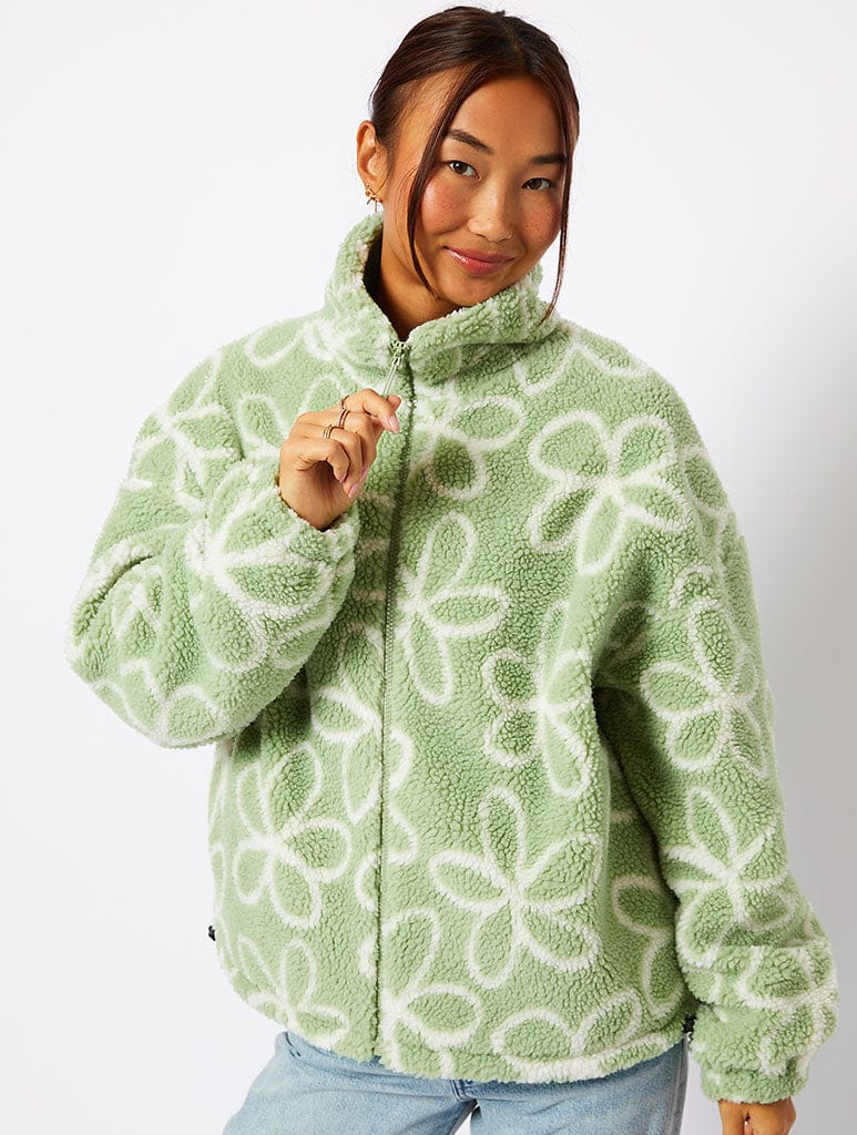 Doodle Flower Borg Jacket