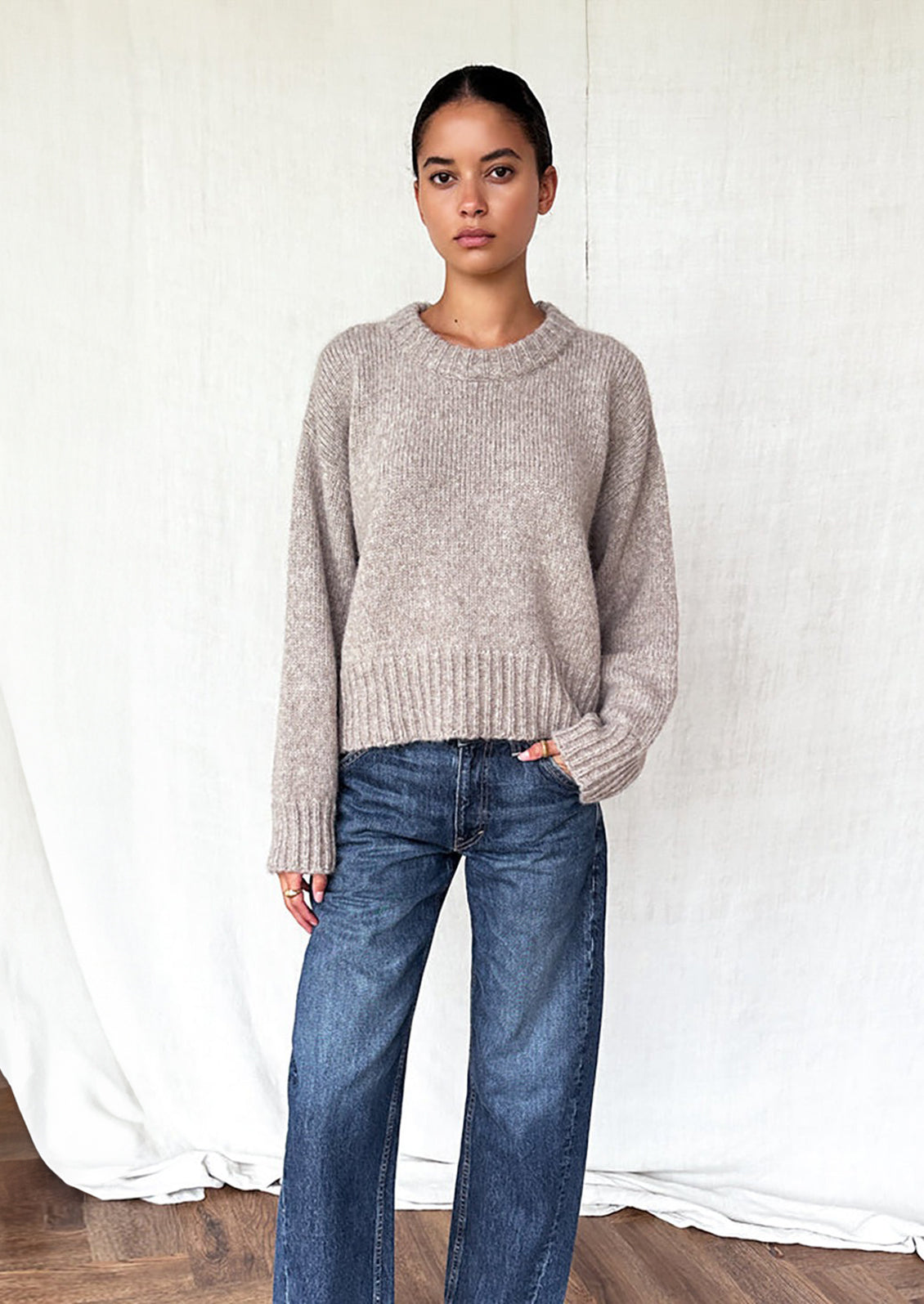 Cozy Alpaca Sweater in Fog Grey