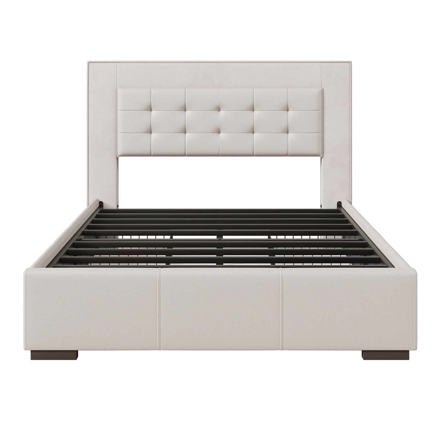 Drapersun Upholstered Queen Platform Bed with Four Drawers