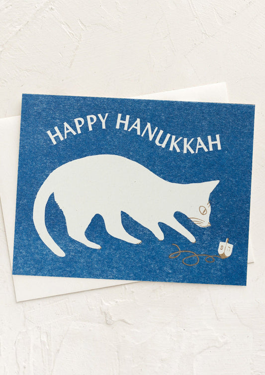 Dreidel Cat Hanukkah Card