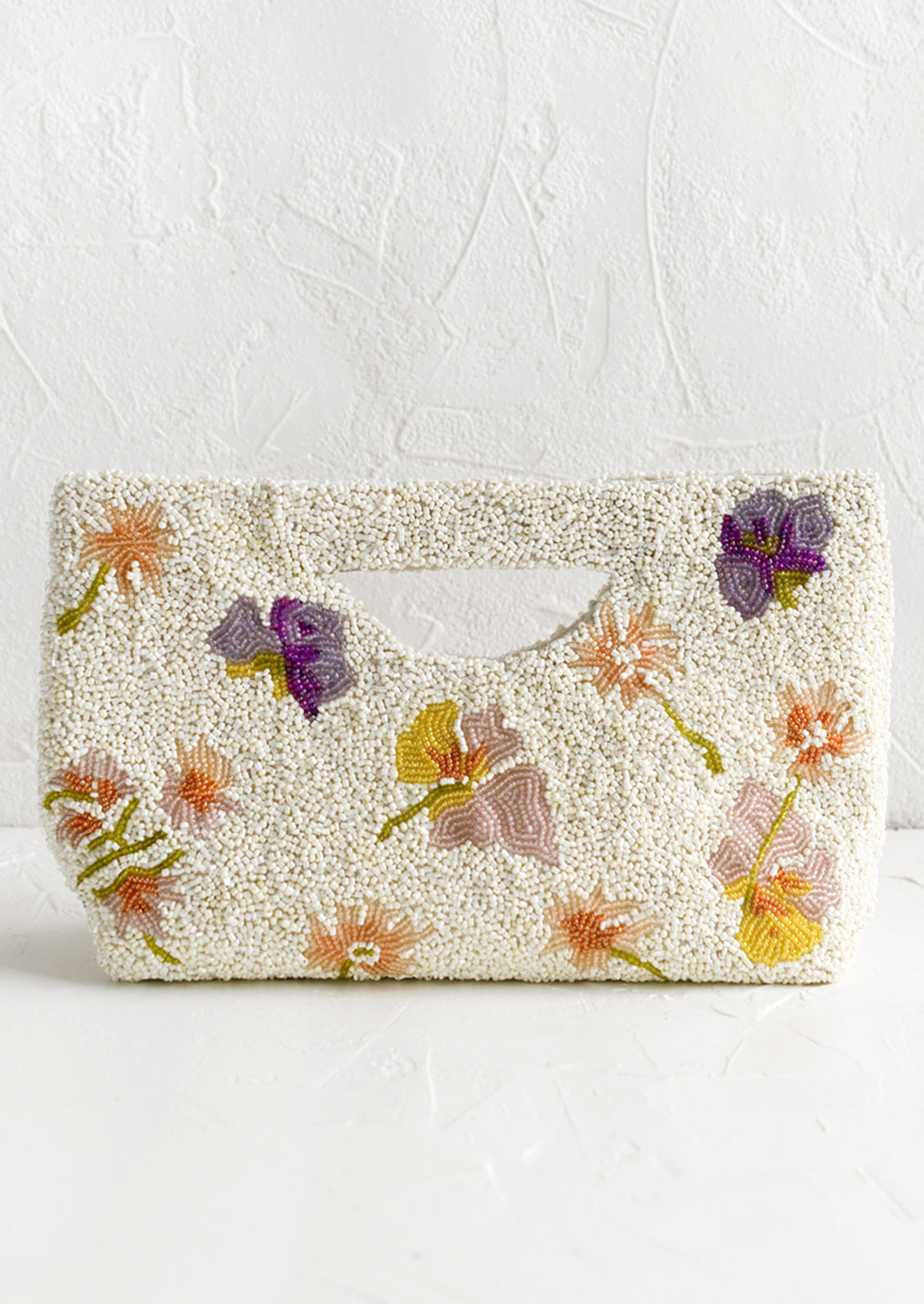 Dried Floral Beaded Clutch