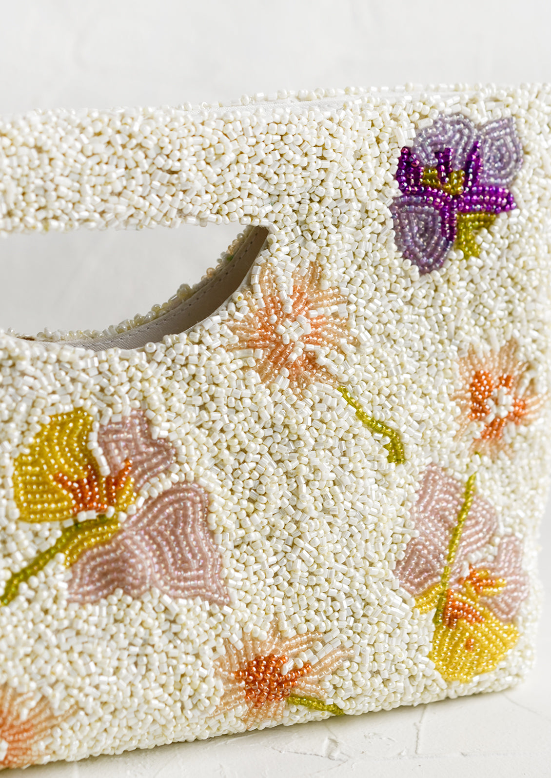 Dried Floral Beaded Clutch
