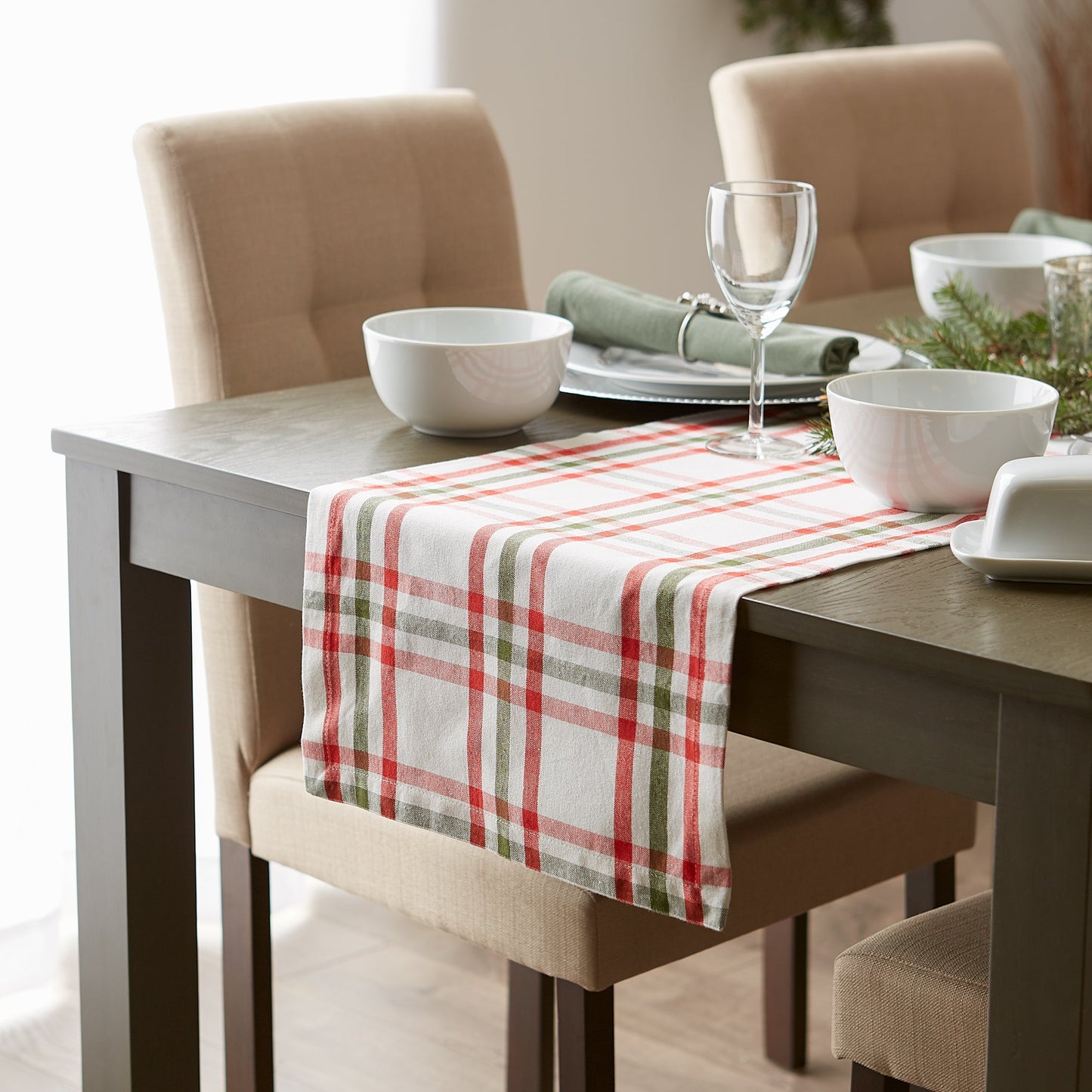 Nutcracker Plaid Table Runner 14X72