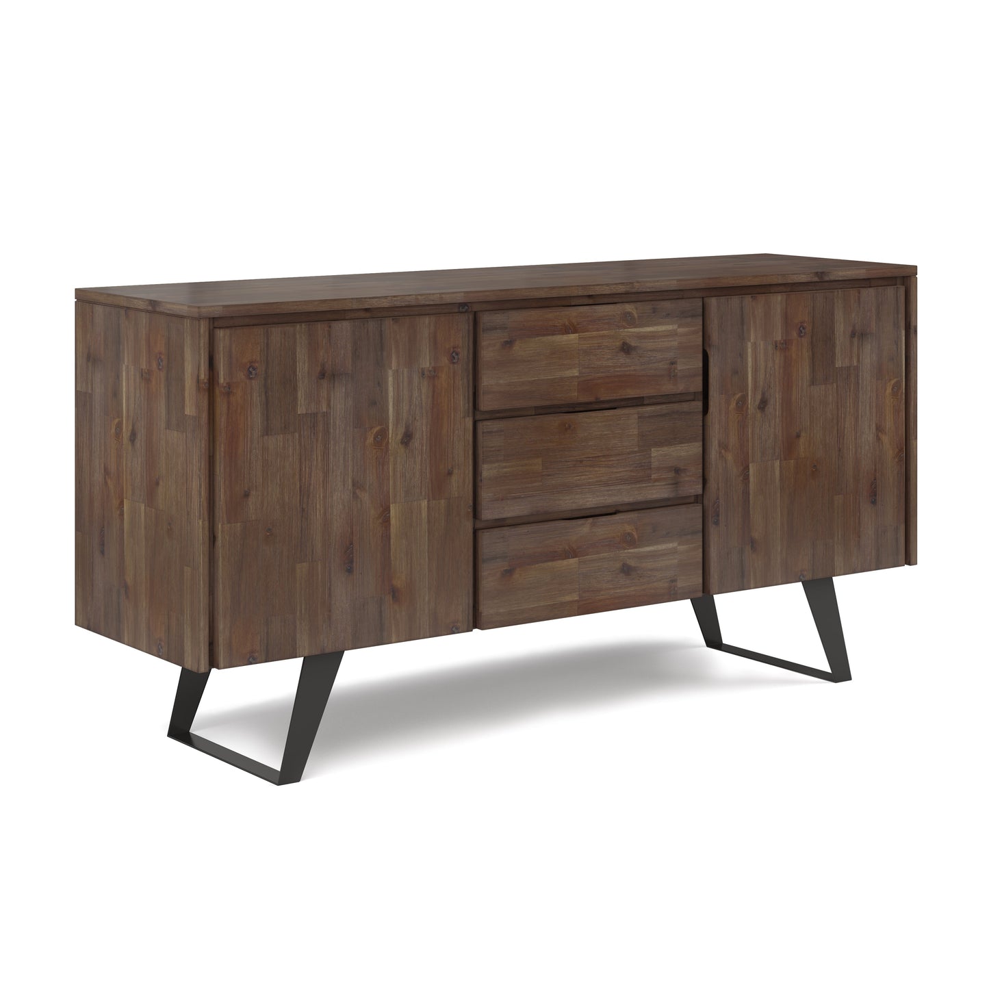 Peak 2-Door Buffet Cabinet with 3 Drawers and Metal Angled Legs