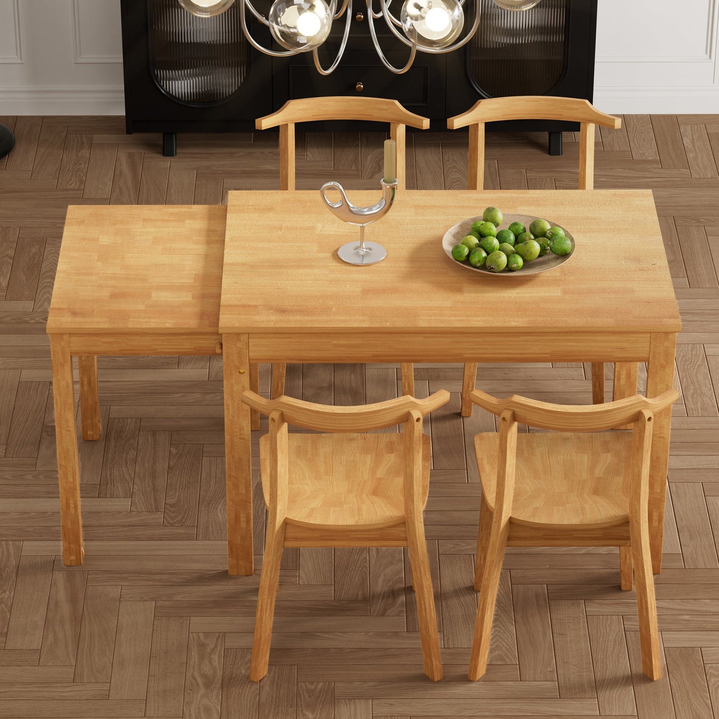 Holva 5-Piece Dining Set with Extendable Table and 4 Open Back Chairs