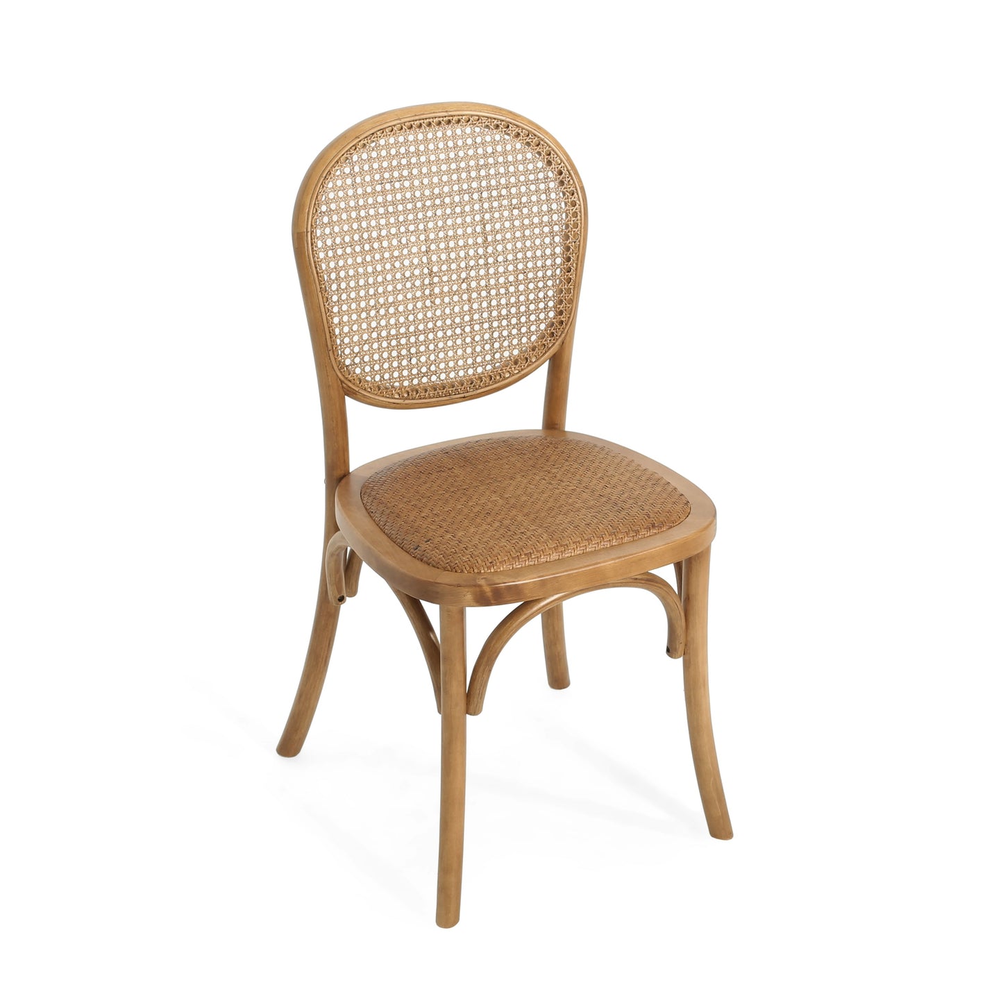 Qyros Dining Chair with Round Backrest and Curved Legs, Set of 2