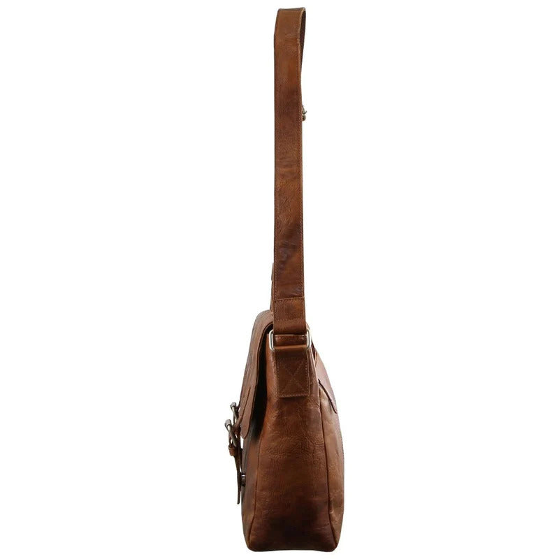 Pierre Cardin Rustic Leather 15" Messenger Laptop Bag (Cognac)