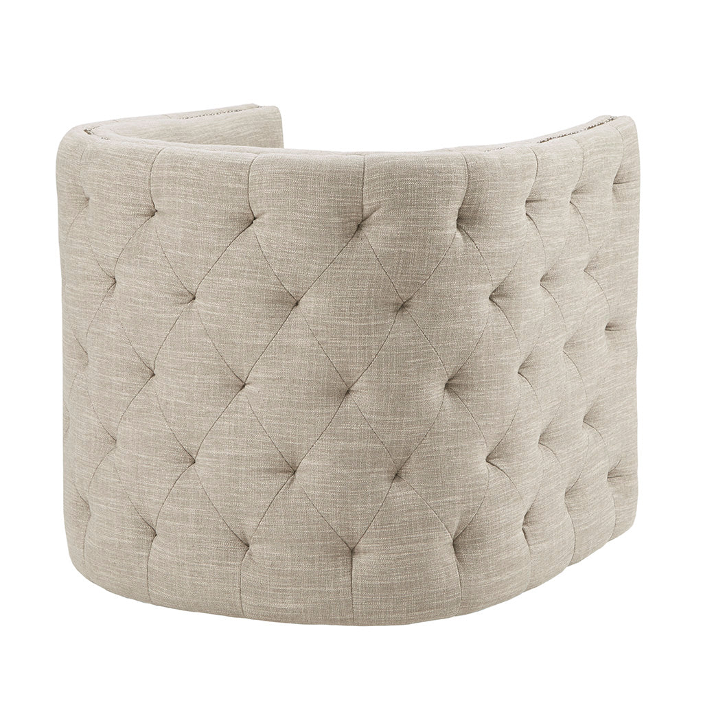 Button Tufted Upholstered Swivel Chair with Low Back and Nailhead Trim