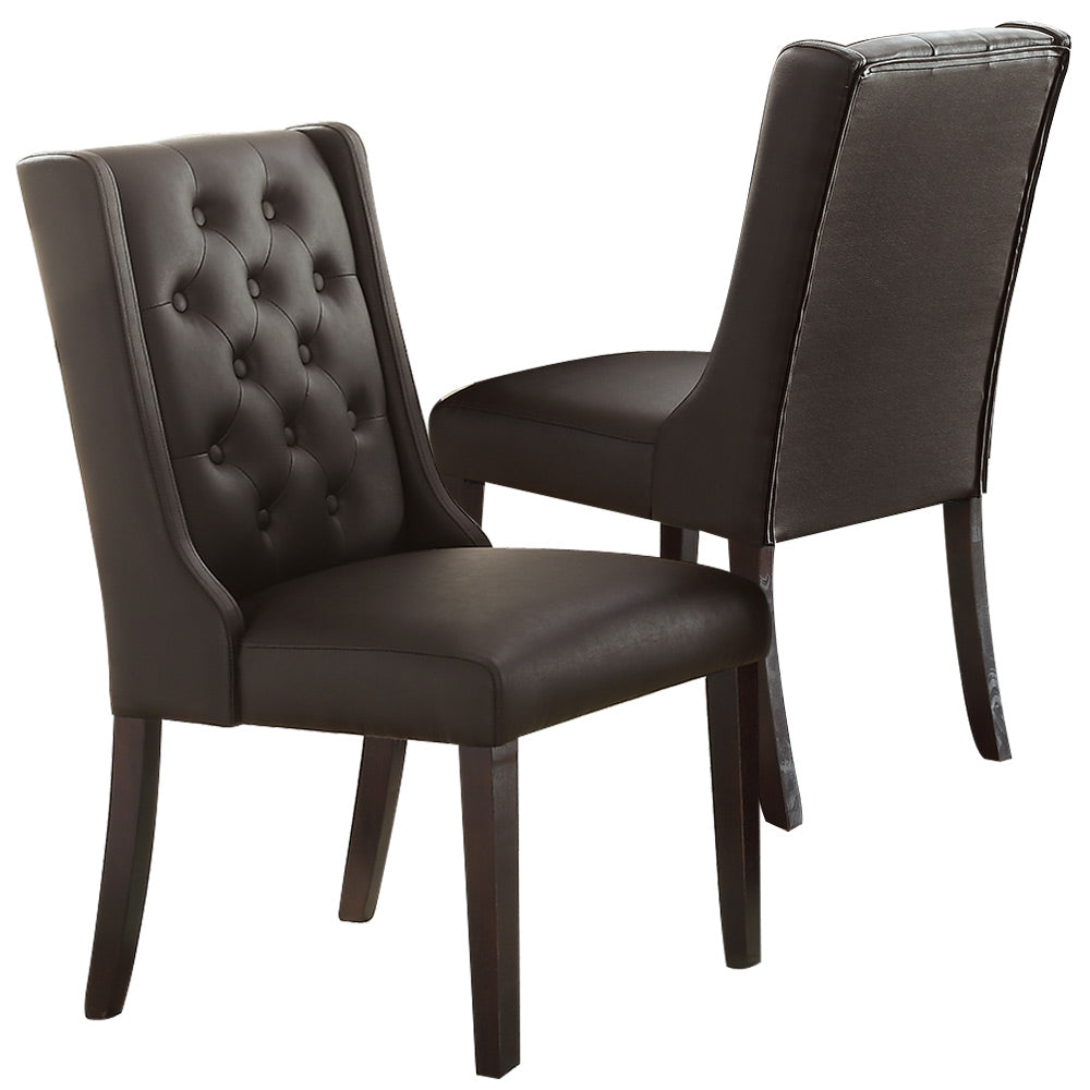 Button Tufted Upholstered Dining Chair with Wing Back, Set of 2