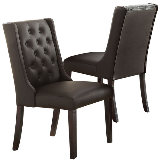 Button Tufted Upholstered Dining Chair with Wing Back, Set of 2