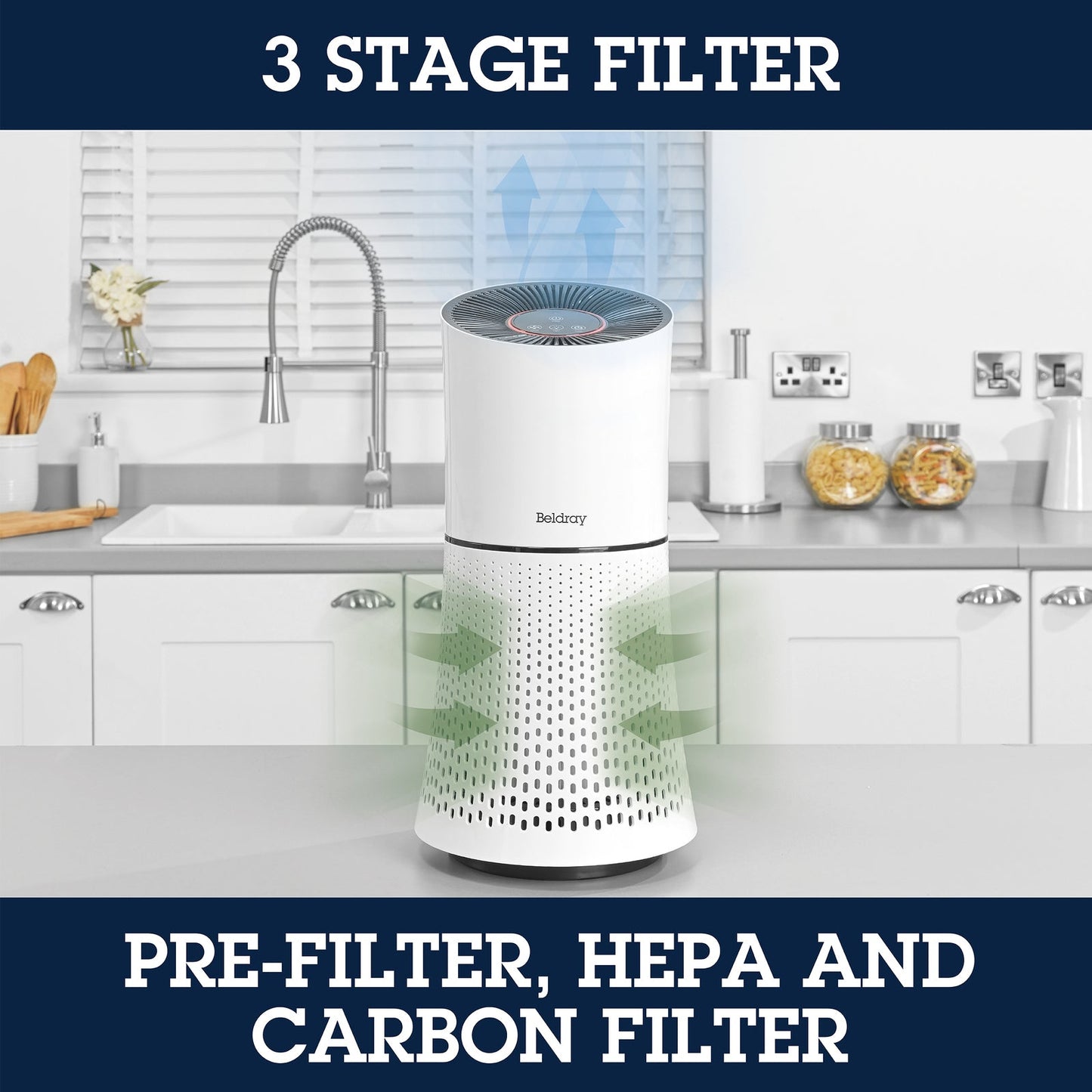 Beldray Total Air Purifier Lightweight/Compact 31.5x28x18cm
