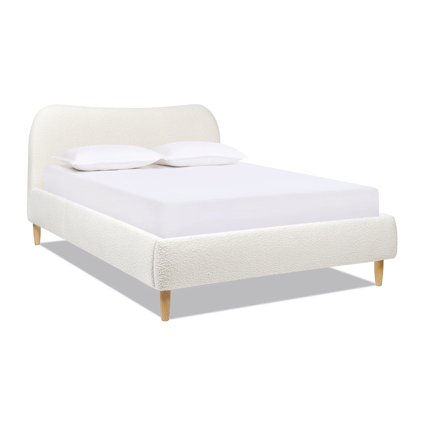 Enchantr Upholstered Platform Bed with Curved Headboard and Wood Frame