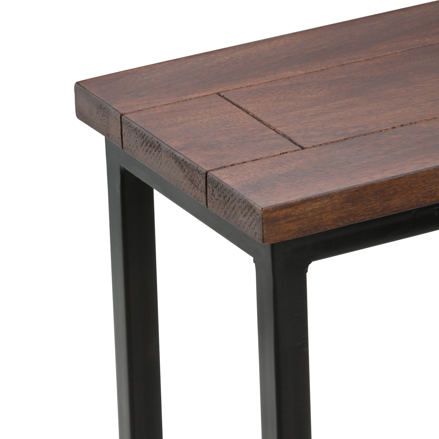 Haloed Side Table with C-Shaped Design and Metal Frame