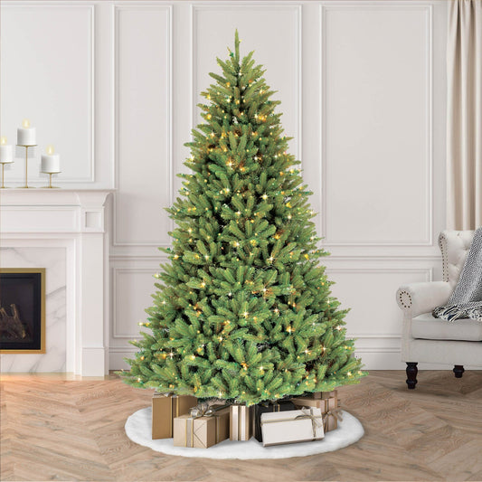 6.5 ft Pre-lit Fraser Fir Artificial Christmas Tree with Clear Lights & Metal Stand